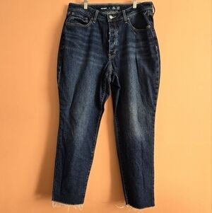 Old Navy Dark Blue Distressed OG Straight Jeans - Size 16